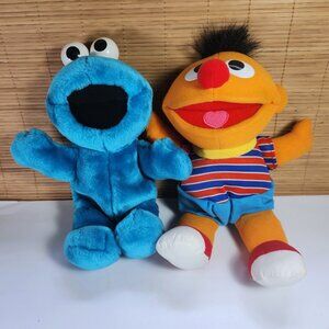 Vintage Cookie Monster and Ernie 1996 Tyco Plush Toys Sesame Street Jim Hensen
